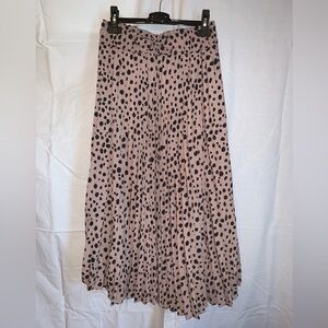 Pleated Pink Spot Midi Skirt